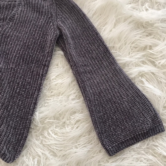 Grey Chenille Soft Bell Sleeve Sweater - Picture 2 of 4